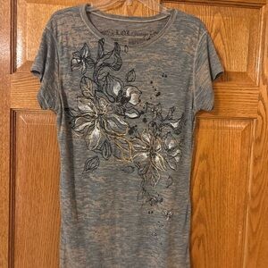 L.O.L. Vintage Charcoal Floral Short Sleeve Tee